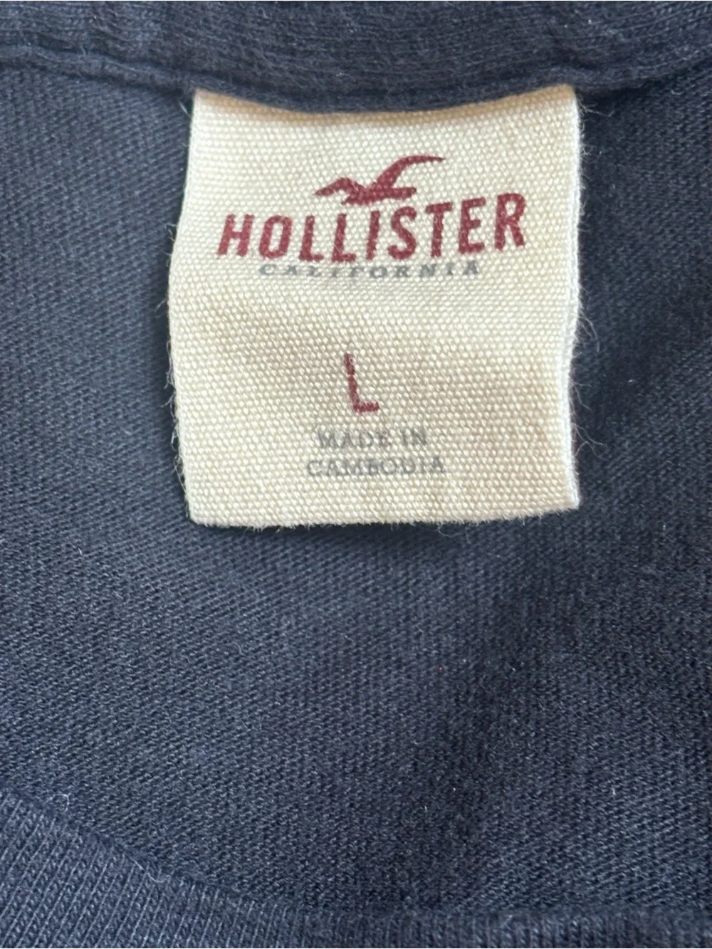 Hollister Navy Long Sleeve Tee with White Logo - Picture 3 of 7